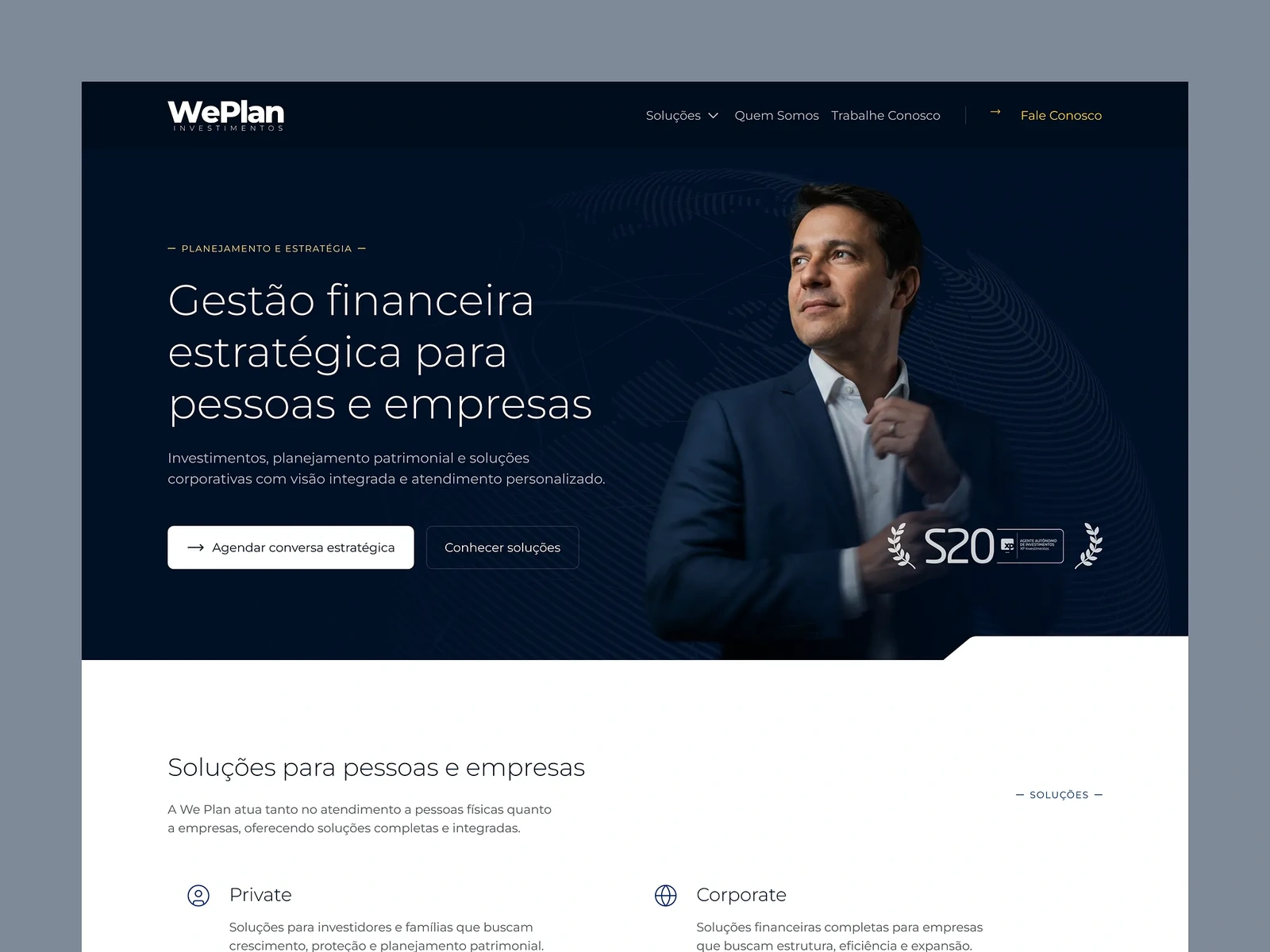 Website de uma empresa do setor financeiro